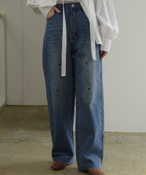 I_am(アイアム)の「heartful denim high waist pants / ハートフルデニムハイウエストパンツ(デニムパンツ・レディース・ブラック/インディゴブルー・FREE)」の12枚目の写真