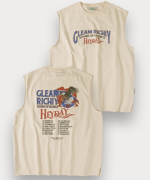 POWER TO THE PEOPLE(パワートゥーザピープル)の「アメリカンヴィンテージノースリーブTシャツ/バックプリント/ビッグシルエット(タンクトップ・メンズ・オフホワイト/チャコールグレー/ブラック/ブラック系その他/アイボリー/ダークグレー・M/L/XL)」の2枚目の写真
