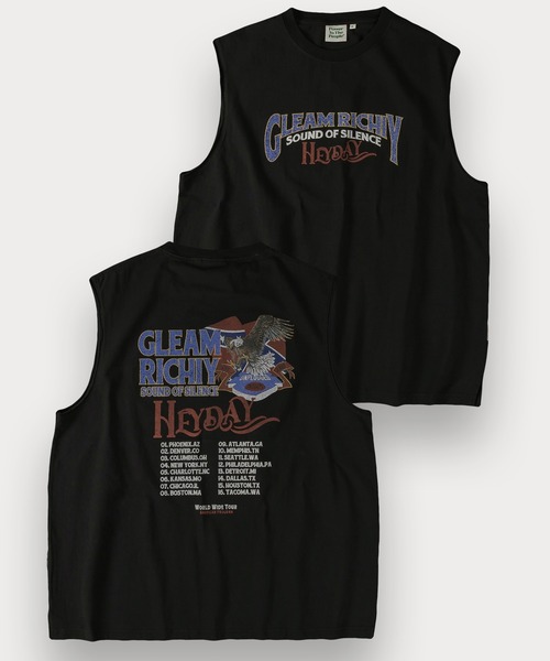 POWER TO THE PEOPLE(パワートゥーザピープル)の「アメリカンヴィンテージノースリーブTシャツ/バックプリント/ビッグシルエット(タンクトップ・メンズ・オフホワイト/チャコールグレー/ブラック/ブラック系その他/アイボリー/ダークグレー・M/L/XL)」の4枚目の写真