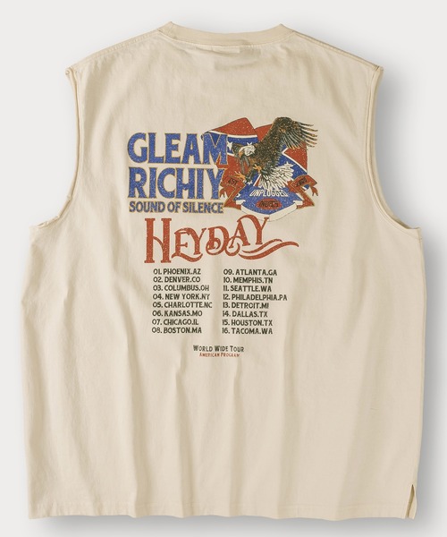POWER TO THE PEOPLE(パワートゥーザピープル)の「アメリカンヴィンテージノースリーブTシャツ/バックプリント/ビッグシルエット(タンクトップ・メンズ・オフホワイト/チャコールグレー/ブラック/ブラック系その他/アイボリー/ダークグレー・M/L/XL)」の12枚目の写真