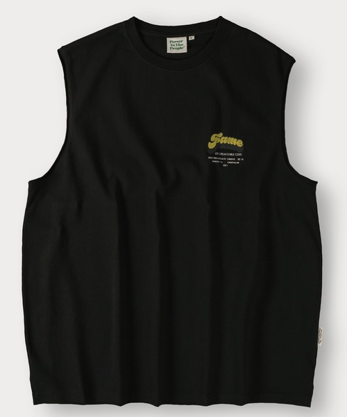 POWER TO THE PEOPLE(パワートゥーザピープル)の「アメリカンヴィンテージノースリーブTシャツ/バックプリント/ビッグシルエット(タンクトップ・メンズ・オフホワイト/チャコールグレー/ブラック/ブラック系その他/アイボリー/ダークグレー・M/L/XL)」の13枚目の写真