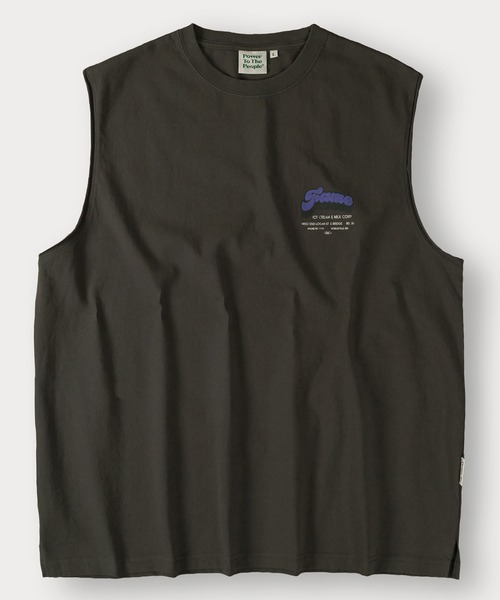 POWER TO THE PEOPLE(パワートゥーザピープル)の「アメリカンヴィンテージノースリーブTシャツ/バックプリント/ビッグシルエット(タンクトップ・メンズ・オフホワイト/チャコールグレー/ブラック/ブラック系その他/アイボリー/ダークグレー・M/L/XL)」の15枚目の写真