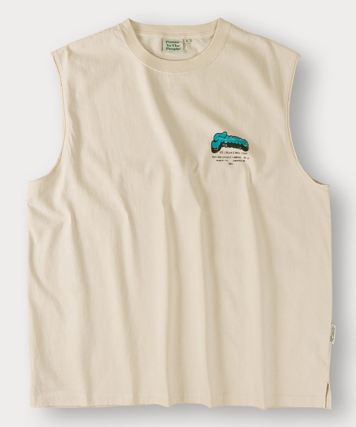 POWER TO THE PEOPLE(パワートゥーザピープル)の「アメリカンヴィンテージノースリーブTシャツ/バックプリント/ビッグシルエット(タンクトップ・メンズ・オフホワイト/チャコールグレー/ブラック/ブラック系その他/アイボリー/ダークグレー・M/L/XL)」の17枚目の写真