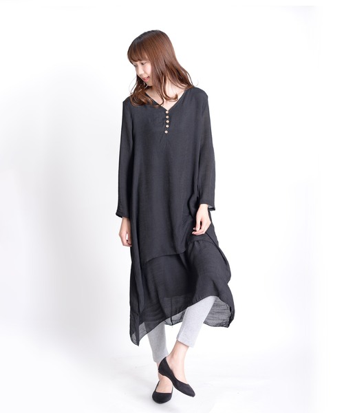 MARAI(マーライ)の「【MARAI】レイヤードワンピース(ワンピース・レディース・ブラック/レンガ/グリーン・XX-LARGE/LARGE)」の4枚目の写真