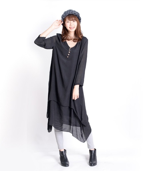 MARAI(マーライ)の「【MARAI】レイヤードワンピース(ワンピース・レディース・ブラック/レンガ/グリーン・XX-LARGE/LARGE)」の5枚目の写真