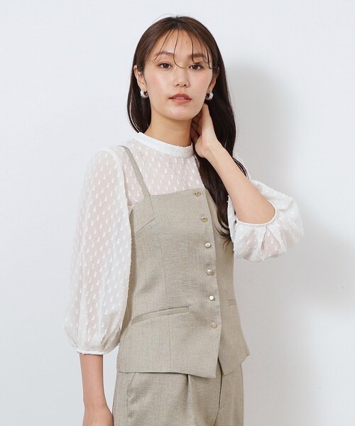 OPAQUE.CLIP（オペークドットクリップ）の「◆《美人百花掲載》ビスチェストラップジレ セットアップ対応【洗濯機洗い可】（ベスト・レディース・ベージュ系その他7/ブラック・38/40/42）」の2枚目の写真