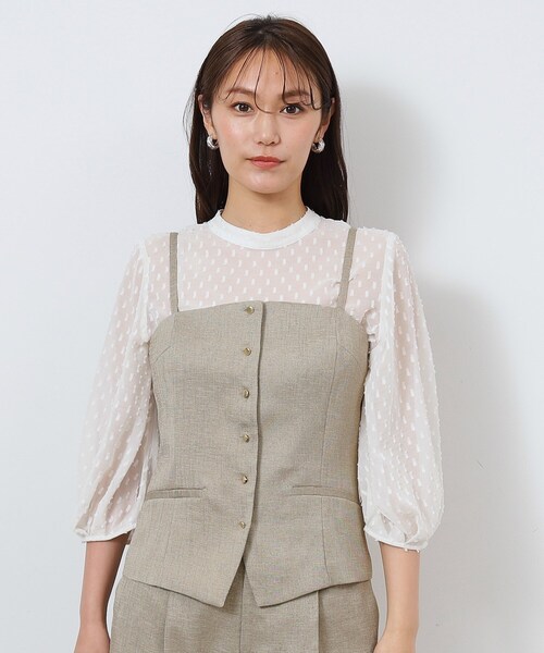 OPAQUE.CLIP（オペークドットクリップ）の「◆《美人百花掲載》ビスチェストラップジレ セットアップ対応【洗濯機洗い可】（ベスト・レディース・ベージュ系その他7/ブラック・38/40/42）」の3枚目の写真