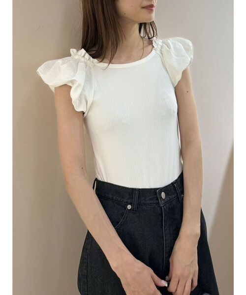 CALNAMUR（カルナムール）の「バルーン2WAYスリーブカットトップス（Tシャツ/カットソー・レディース・ホワイト/ミント/ブラック・FREE）」の21枚目の写真