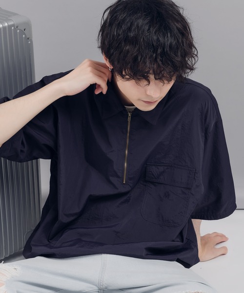 MUHET（ミュエータ）の「ナイロンハーフジップTシャツ（Tシャツ/カットソー・レディース・ネイビー/レッド/カーキ/ライトベージュ/チャコールグレー/オレンジ・MEDIUM/X-LARGE）」の18枚目の写真