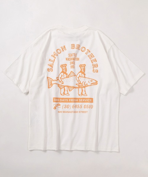 MANASTASH(マナスタッシュ)の「【MANASTASH/マナスタッシュ】ワンポイントロゴ&フィッシュプリント デザイン/シーティ サーモン/CiTee SALMON/ 半袖Tシャツ(Tシャツ/カットソー・メンズ・ホワイト/ピンク/ブラック・M/L/XL)」の5枚目の写真