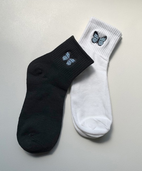 non-hedge（ノンヘッジ）の「蝶モチーフソックス（ソックス/靴下・レディース・ホワイト/ブラック・FREE）」の17枚目の写真