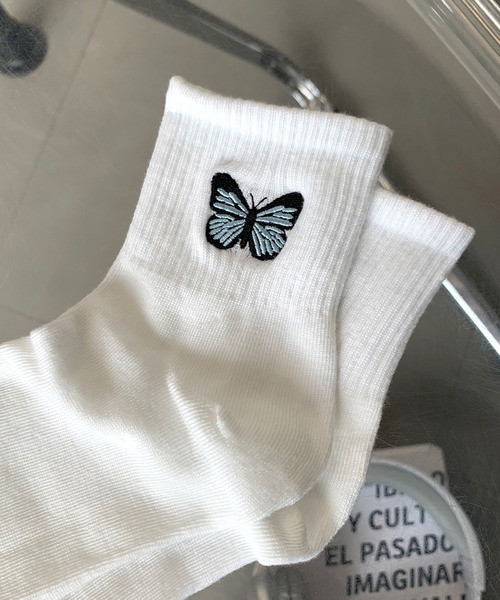 non-hedge（ノンヘッジ）の「蝶モチーフソックス（ソックス/靴下・レディース・ホワイト/ブラック・FREE）」の7枚目の写真