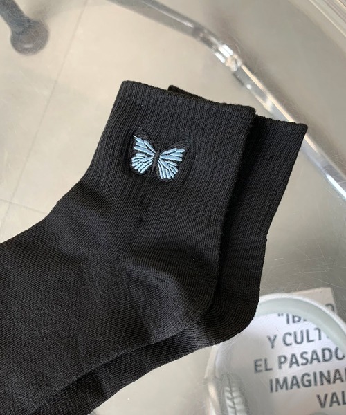 non-hedge（ノンヘッジ）の「蝶モチーフソックス（ソックス/靴下・レディース・ホワイト/ブラック・FREE）」の12枚目の写真