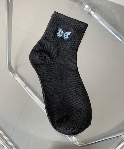 non-hedge（ノンヘッジ）の「蝶モチーフソックス（ソックス/靴下・レディース・ホワイト/ブラック・FREE）」の13枚目の写真