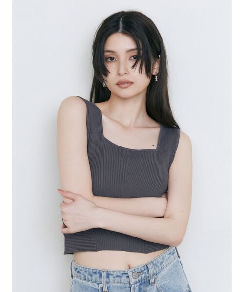 MURUA（ムルーア）の「デザインリブタンク（ニット/セーター・レディース・グレー/グリーン/レッド/ホワイト・FREE）」の5枚目の写真