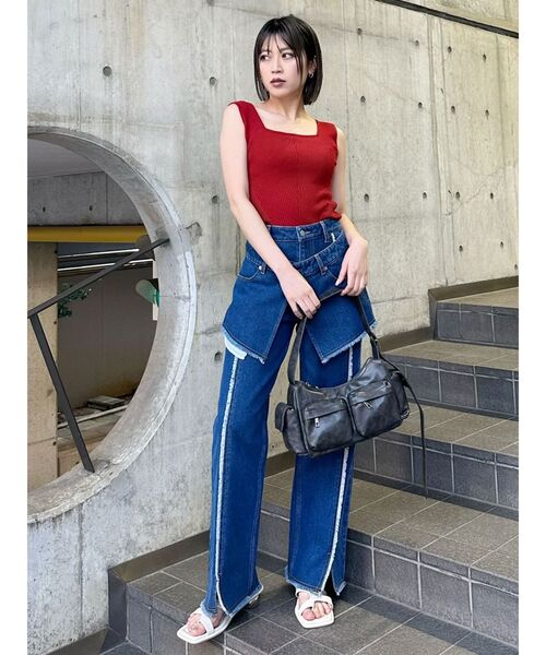 MURUA（ムルーア）の「デザインリブタンク（ニット/セーター・レディース・グレー/グリーン/レッド/ホワイト・FREE）」の14枚目の写真