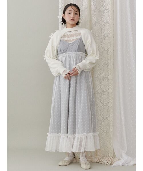 merry jenny（メリージェニー）の「ニットリボンスリーブ（カーディガン/ボレロ・レディース・ピンク/グレー/オフホワイト・FREE）」の8枚目の写真