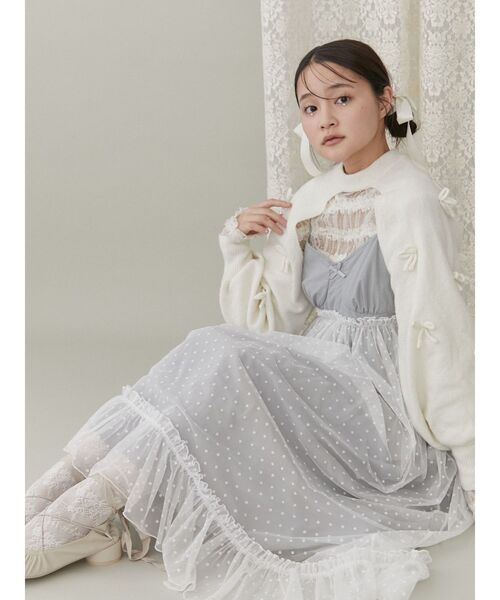 merry jenny（メリージェニー）の「ニットリボンスリーブ（カーディガン/ボレロ・レディース・ピンク/グレー/オフホワイト・FREE）」の11枚目の写真