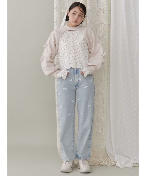 merry jenny（メリージェニー）の「ニットリボンスリーブ（カーディガン/ボレロ・レディース・ピンク/グレー/オフホワイト・FREE）」の15枚目の写真