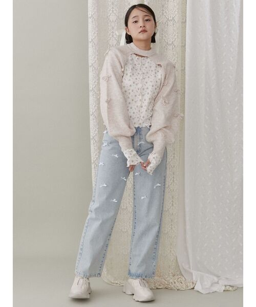 merry jenny（メリージェニー）の「ニットリボンスリーブ（カーディガン/ボレロ・レディース・ピンク/グレー/オフホワイト・FREE）」の17枚目の写真