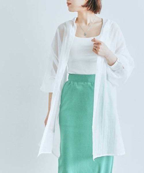 kirakiraShop(キラキラショップ)の「袖ボリューム バンド カラー シャツ(シャツ/ブラウス・レディース・ライトグレー/ホワイト/ブラック/ミント/ブルー・FREE)」の2枚目の写真