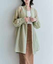 袖ボリューム バンド カラー シャツ