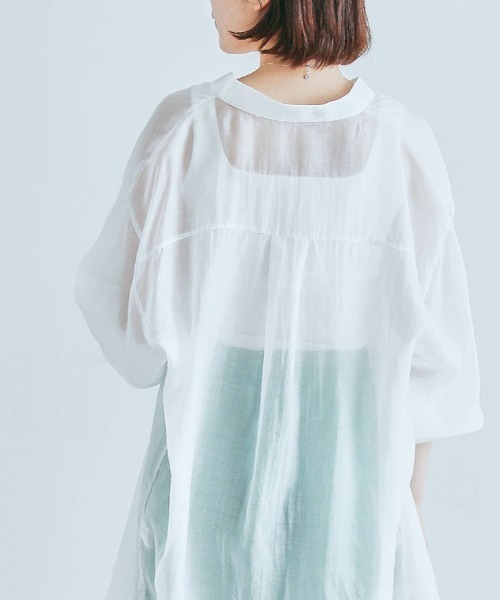kirakiraShop(キラキラショップ)の「袖ボリューム バンド カラー シャツ(シャツ/ブラウス・レディース・ライトグレー/ホワイト/ブラック/ミント/ブルー・FREE)」の16枚目の写真