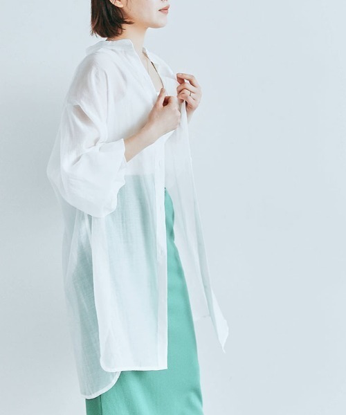kirakiraShop(キラキラショップ)の「袖ボリューム バンド カラー シャツ(シャツ/ブラウス・レディース・ライトグレー/ホワイト/ブラック/ミント/ブルー・FREE)」の18枚目の写真