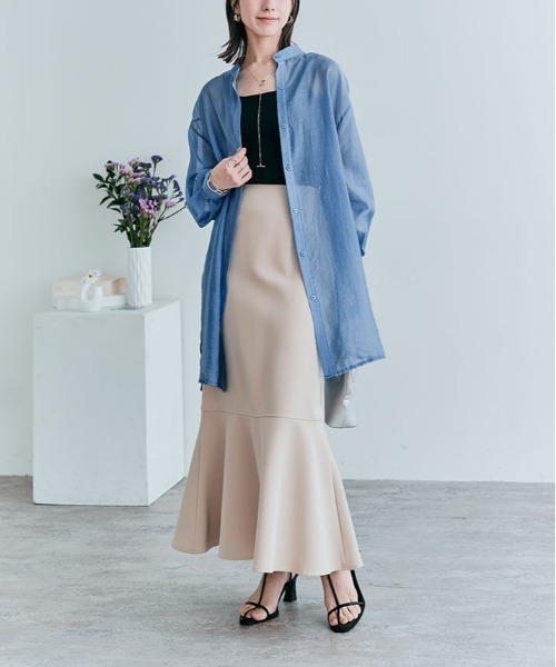 kirakiraShop(キラキラショップ)の「袖ボリューム バンド カラー シャツ(シャツ/ブラウス・レディース・ライトグレー/ホワイト/ブラック/ミント/ブルー・FREE)」の11枚目の写真