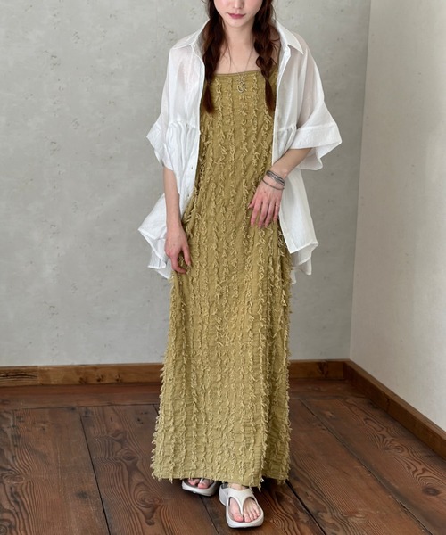 Per sist ence（パーシエンス）の「カットフリンジキャミワンピース（ワンピース・レディース・ブラウン/キャメル/アイボリー/ブラック・FREE）」の10枚目の写真
