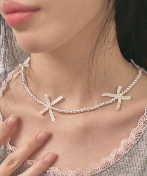 WEGO（ウィゴー）の「WEGO/リボンチョーカー（チョーカー・レディース・ブラック/ホワイト・FREE）」の2枚目の写真