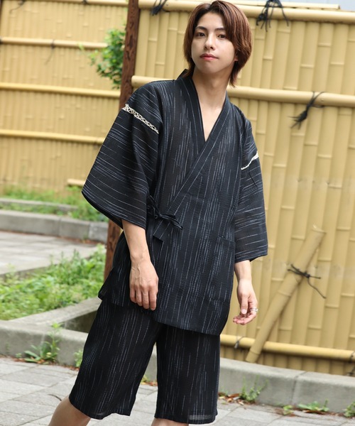 Art re A select(アトリエセレクト)の「-Jinbei-甚平セットアップ(浴衣・メンズ・チャコール/ネイビー/ブラック/グレー・M/LL/L)」の2枚目の写真
