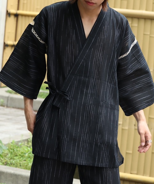 Art re A select(アトリエセレクト)の「-Jinbei-甚平セットアップ(浴衣・メンズ・チャコール/ネイビー/ブラック/グレー・M/LL/L)」の6枚目の写真
