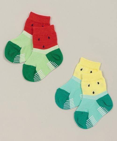 baby cheer（ベイビーチアー）の「スイカソックス【日本製】（ソックス/靴下・キッズ・レモンイエロー/レッド・9-11cm/11-13cm/13-15cm/15-17cm/17-19cm）」の3枚目の写真