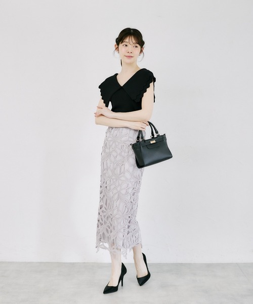 tocco closet（トッコ　クローゼット）の「【ZOZO限定】リボンレースタイトスカート（スカート・レディース・グレー/ピンク/アクア/ダークパープル/アッシュブラウン/チャコールグレー/クリアブルー・M）」の15枚目の写真