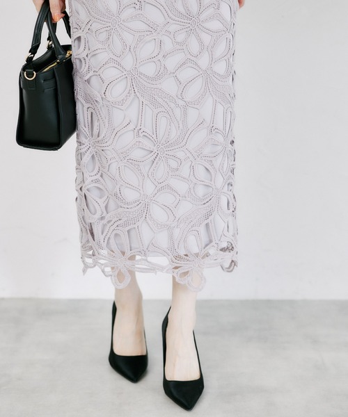 tocco closet（トッコ　クローゼット）の「【ZOZO限定】リボンレースタイトスカート（スカート・レディース・グレー/ピンク/アクア/ダークパープル/アッシュブラウン/チャコールグレー/クリアブルー・M）」の19枚目の写真