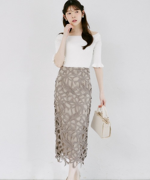 tocco closet（トッコ　クローゼット）の「【ZOZO限定】リボンレースタイトスカート（スカート・レディース・グレー/ピンク/アクア/ダークパープル/アッシュブラウン/チャコールグレー/クリアブルー・M）」の22枚目の写真