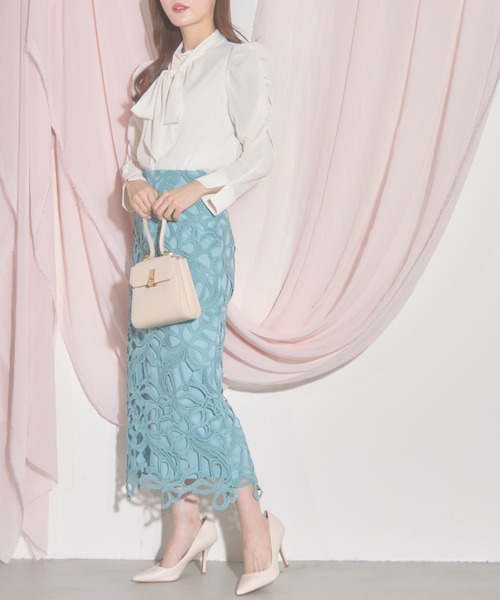 tocco closet（トッコ　クローゼット）の「【ZOZO限定】リボンレースタイトスカート（スカート・レディース・グレー/ピンク/アクア/ダークパープル/アッシュブラウン/チャコールグレー/クリアブルー・M）」の10枚目の写真