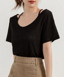 DAY CLOSET | レディース ヘルシーネックストラップシアーTシャツ(Tシャツ/カットソー)
