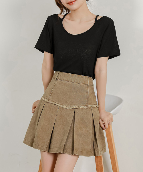 DAY CLOSET（デイ クローゼット）の「レディース ヘルシーネックストラップシアーTシャツ（Tシャツ/カットソー・レディース・ブラック/ホワイト・L/M）」の10枚目の写真