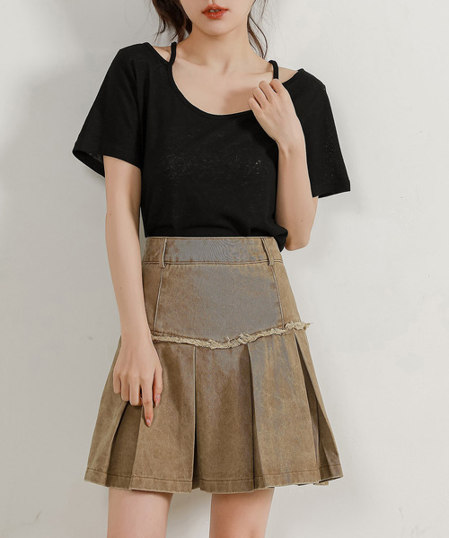 DAY CLOSET（デイ クローゼット）の「レディース ヘルシーネックストラップシアーTシャツ（Tシャツ/カットソー・レディース・ブラック/ホワイト・L/M）」の11枚目の写真