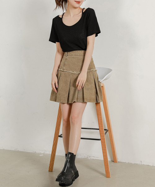 DAY CLOSET（デイ クローゼット）の「レディース ヘルシーネックストラップシアーTシャツ（Tシャツ/カットソー・レディース・ブラック/ホワイト・L/M）」の3枚目の写真