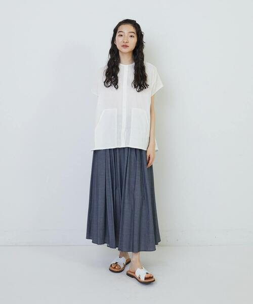 conges payes ADIEU TRISTESSE（コンジェ ペイエ アデュートリステス）の「ドビーストライプブラウス（シャツ/ブラウス・レディース・グリーン/オフホワイト/イエロー・38）」の6枚目の写真