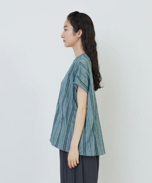 conges payes ADIEU TRISTESSE（コンジェ ペイエ アデュートリステス）の「ドビーストライプブラウス（シャツ/ブラウス・レディース・グリーン/オフホワイト/イエロー・38）」の22枚目の写真