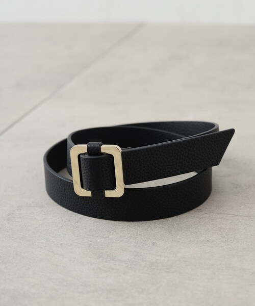 GALLEST(ギャレスト)の「◆スクエアバックルベルト(ベルト・レディース・ベージュ/ブラック・00)」の1枚目の写真