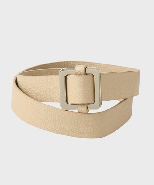 GALLEST(ギャレスト)の「◆スクエアバックルベルト(ベルト・レディース・ベージュ/ブラック・00)」の4枚目の写真