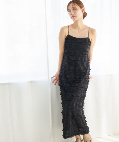 mysty woman（ミスティウーマン）の「ティアードキャミワンピース　128566（ワンピース・レディース・オフホワイト/ブラック・FREE）」の2枚目の写真