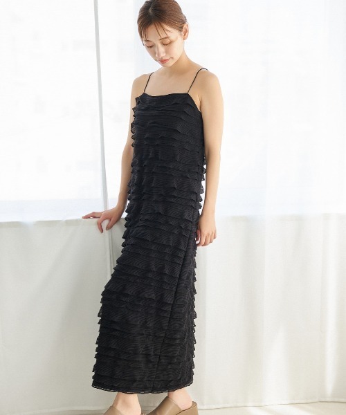 mysty woman（ミスティウーマン）の「ティアードキャミワンピース　128566（ワンピース・レディース・オフホワイト/ブラック・FREE）」の8枚目の写真