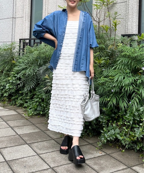 mysty woman（ミスティウーマン）の「ティアードキャミワンピース　128566（ワンピース・レディース・オフホワイト/ブラック・FREE）」の20枚目の写真