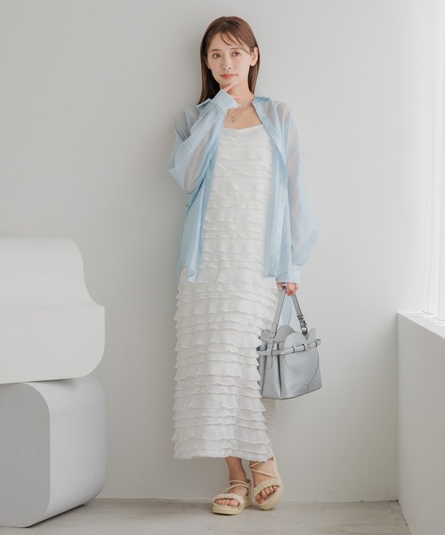 mysty woman（ミスティウーマン）の「ティアードキャミワンピース　128566（ワンピース・レディース・オフホワイト/ブラック・FREE）」の18枚目の写真